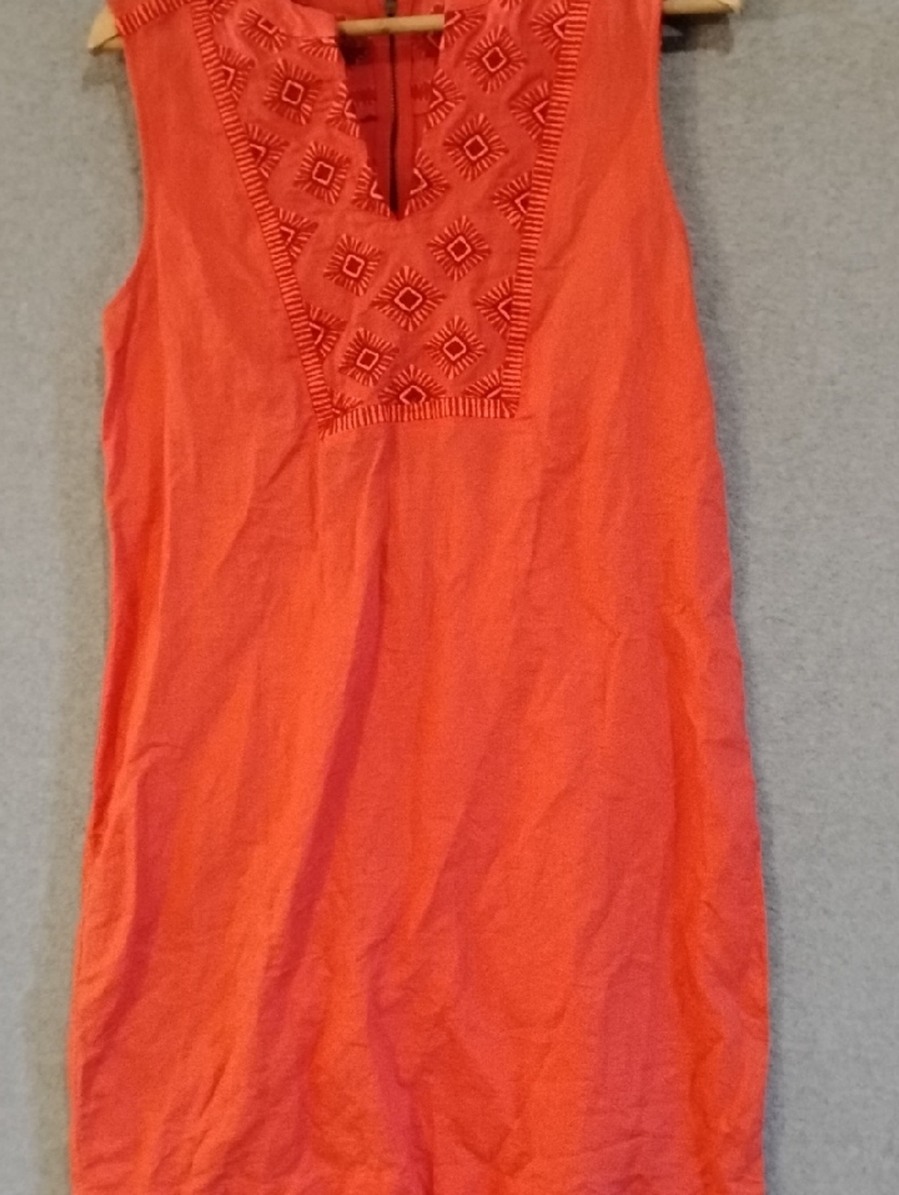 J. Crew Sleeveless Embroidered Coral-Red Dress